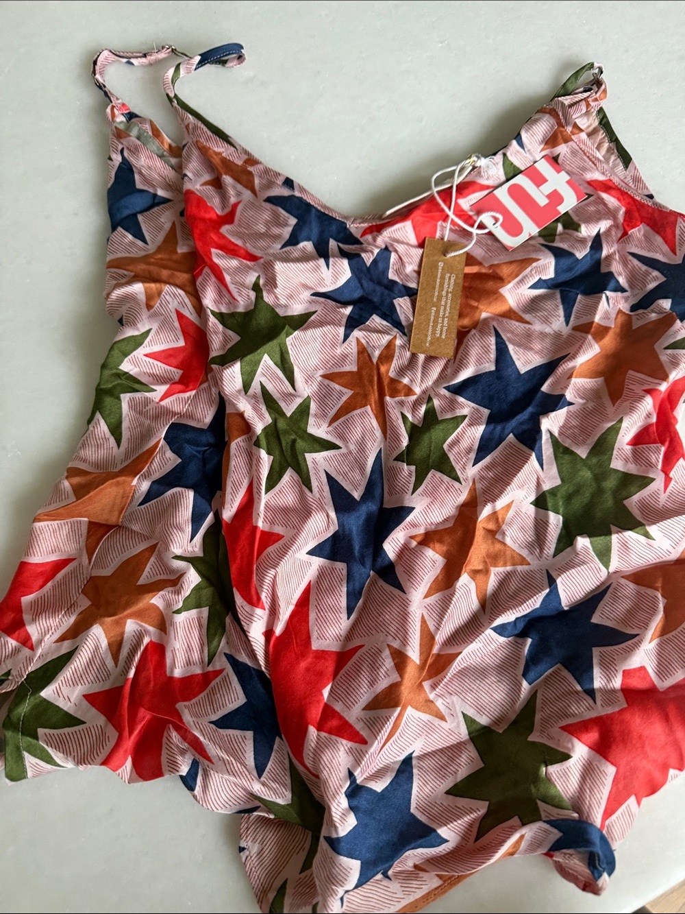 Roller Rabbit Star Print Cami Top in Pink, Navy, Green & Rust
